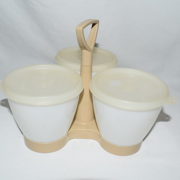 Vintage Tupperware Condiment Caddy Almond White - Picture 3 of 4